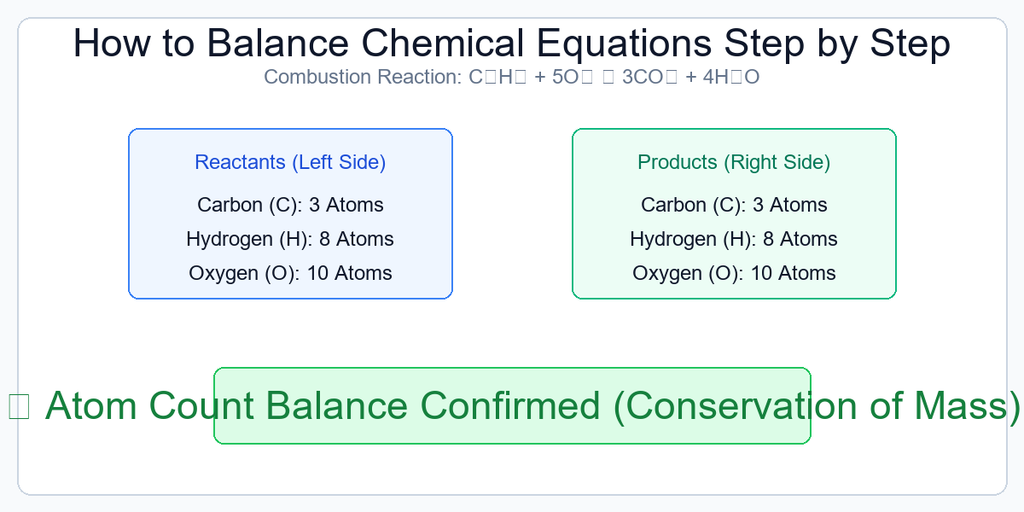 how to balance chemical equations step by step diagram showing conservation of mass